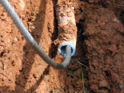 snaking cable pulling the new line